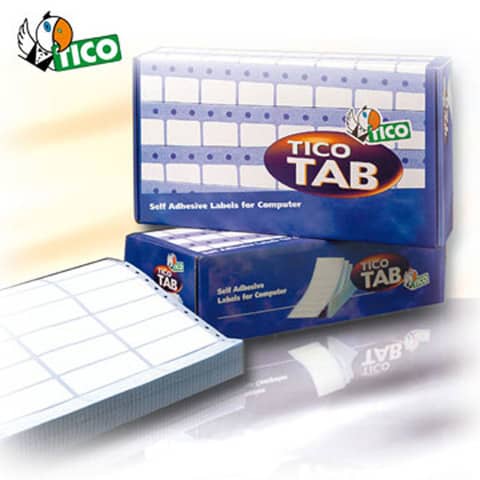 Etichette bianche a modulo continuo TICO Tab 1 corsia 100x36,2 mm - 8 et/foglio - 500 fogli - 4000 etichette - TAB1-1003